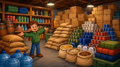 Stockpile - To collect and store a large quantity of something for future use; a large stored supply. (भविष्य के उपयोग के लिए बड़ी मात्रा में जमा करना; संचित भंडार)