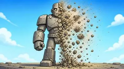 Disintegrate - Break into small parts or lose unity and strength.