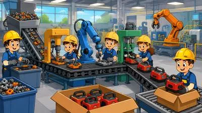 Manufacture - Make goods in large quantities, usually by using machines in a factory. (बड़े पैमाने पर वस्तुओं का निर्माण करना)