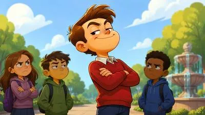 Smug - Too pleased or satisfied with oneself, often in an annoying way. (आत्मसंतुष्ट/घमंडी)