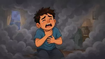 Suffocate - To die or cause someone to die because of lack of air; to feel unable to breathe. (दम घुटना / दम घोंटना)