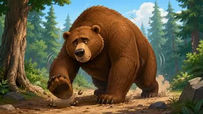 Lumbering - Moving in a slow, heavy, and awkward way. (धीरे-धीरे और भारीपन से चलने वाला)