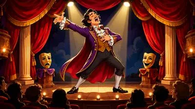 Theatrical - Related to theatre or acting; also, exaggerated and dramatic in behaviour.