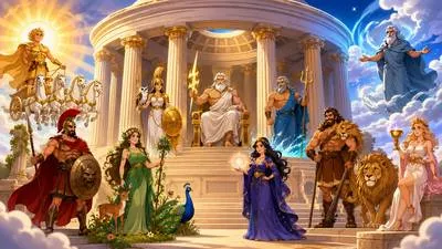 Pantheon - A group of all gods of a particular religion, or a group of highly respected and famous people.