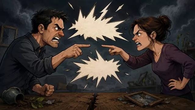 Acrimonious - Angry and bitter, especially in speech or manner.