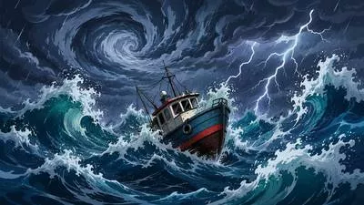 Turbulent - Characterized by conflict, disorder, or confusion; not stable or calm. (अशांत)