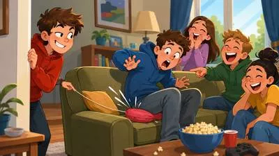 Waggish - Humorous in a playful or mischievous way. (मजाकिया और शरारती)