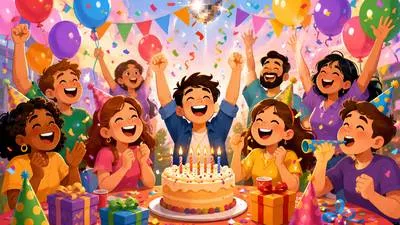 Celebratory - Connected with celebration or expressing happiness on a special occasion. (उत्सव संबंधी)