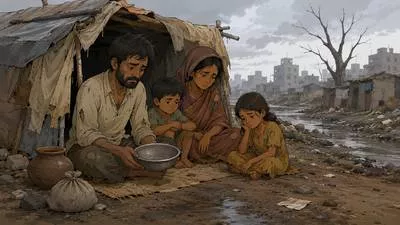 Poverty - The state of being very poor and lacking basic needs.