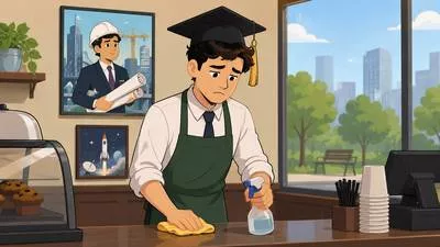 Underemployment - A situation in which a person works less than they can or does work below their skill level.