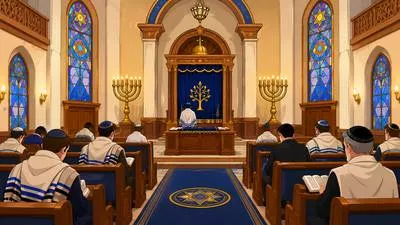 Synagogue - A Jewish place of worship and religious gathering.