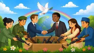 Disarmament - The reduction or removal of weapons, especially by a country or group. (निःशस्त्रीकरण)