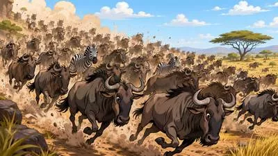 Stampede - A sudden uncontrolled rush of people or animals.