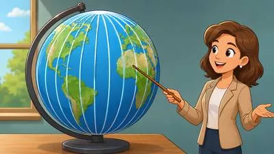 Longitude - The distance of a place east or west of the Prime Meridian, measured in degrees.