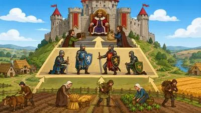 Feudalism - A social and political system in which land was owned by lords and worked by peasants or vassals.