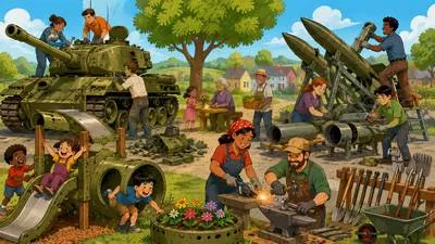 Demilitarize - To remove military forces, weapons, or control from an area.