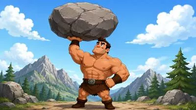 Brawny - Physically strong and muscular. (गठीला और बलशाली)
