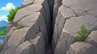 Crevice - A narrow opening or crack in a rock, wall, or other hard material.