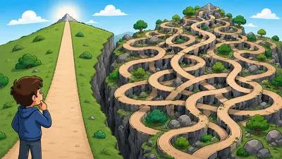 Convolute - To make something complex or difficult to understand; to twist or coil together.