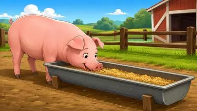Trough - A long narrow container used for feeding animals; also a low point between two high points.