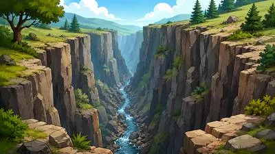 Ravine - A deep narrow valley with steep sides.