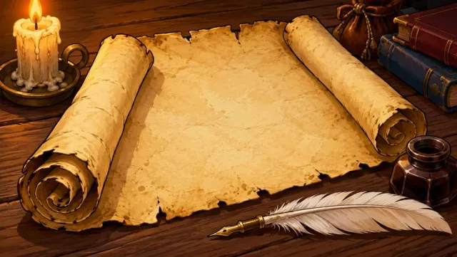 Parchment - A writing material made from animal skin, or a document written on it.