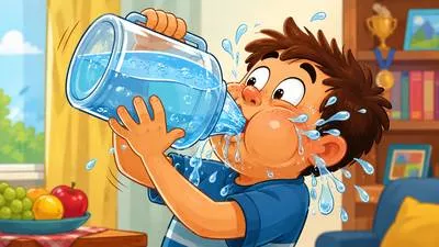 Guzzle - To drink something quickly, greedily, or in large amounts. (जल्दी-जल्दी और बहुत अधिक पीना)