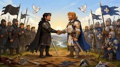 Truce - A temporary stop in fighting or argument. (युद्धविराम / अस्थायी संधि)