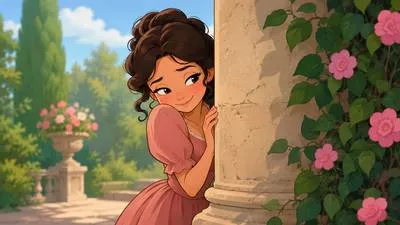 Coy - Shy or pretending to be shy in a playful way.