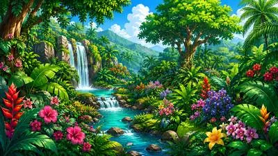 Lush - Growing thickly and richly; very green and attractive.