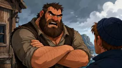 Gruff - Rough, harsh, or unfriendly in voice or manner. (रूखा/कर्कश)