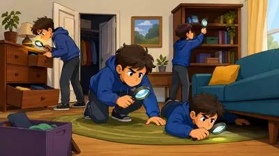 Scour - To search thoroughly or clean something by rubbing hard.