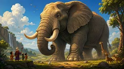 Elephantine - Very large, heavy, or clumsy like an elephant. (हाथी जैसा विशाल और भारी)