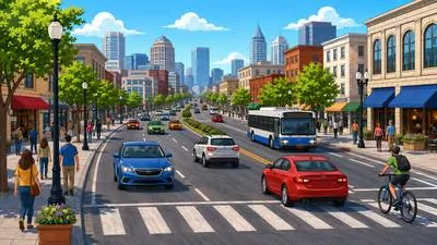 Thoroughfare - A main road or public passage used for travelling through a place. (मुख्य मार्ग)