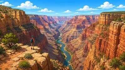 Canyon - A deep valley with steep sides, often formed by a river.