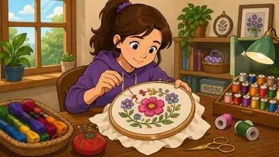 Embroider - Decorate cloth with needlework; to add extra details to a story. (कढ़ाई करना)