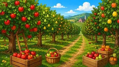 Orchard - A piece of land where fruit trees are grown.