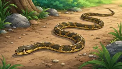 Slither - Move smoothly over a surface with a twisting or sliding motion. (रेंगना)