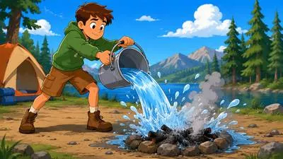 Douse - Pour liquid over something or extinguish a fire. (भिगोना / बुझाना)