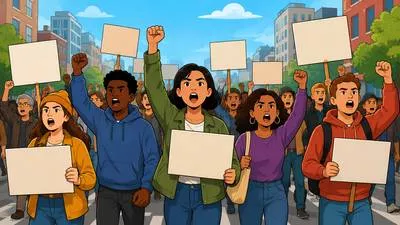 Protest - To object strongly or show public disagreement. (विरोध करना)