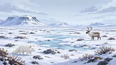 Tundra - A very cold, treeless region where the ground remains frozen for much of the year.