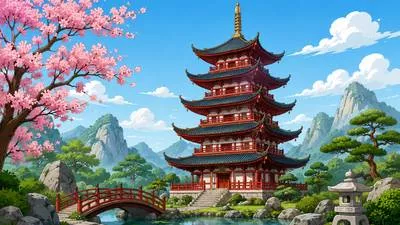 Pagoda - A tall tower-like religious building, especially in East Asia, usually with several levels.