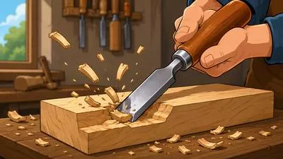 Chisel - To cut or shape wood, stone, or metal with a sharp tool. (छेनी से तराशना)