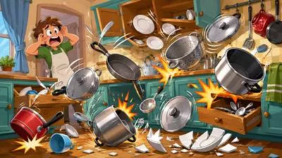 Clatter - Make a loud rattling sound. (खड़खड़ाहट करना / खड़खड़ाहट)