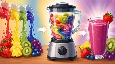 Blend - To mix different things together smoothly. (मिलाना)