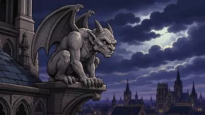 Gargoyle - A carved stone creature, usually on a building, used as decoration or as a water spout.