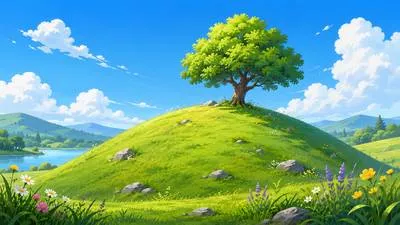 Knoll - A small rounded hill or mound. (छोटी गोल पहाड़ी)
