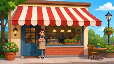 Awning - A sheet of canvas or other material stretched outside a door or window to give shade or shelter.