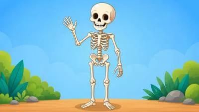 Skeletal - Related to bones or looking very thin like a skeleton. (अस्थि-संबंधी या कंकाल जैसा)