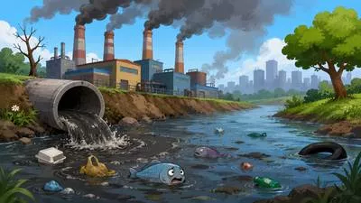 Pollute - To make air, water, or land dirty and harmful. (प्रदूषित करना)